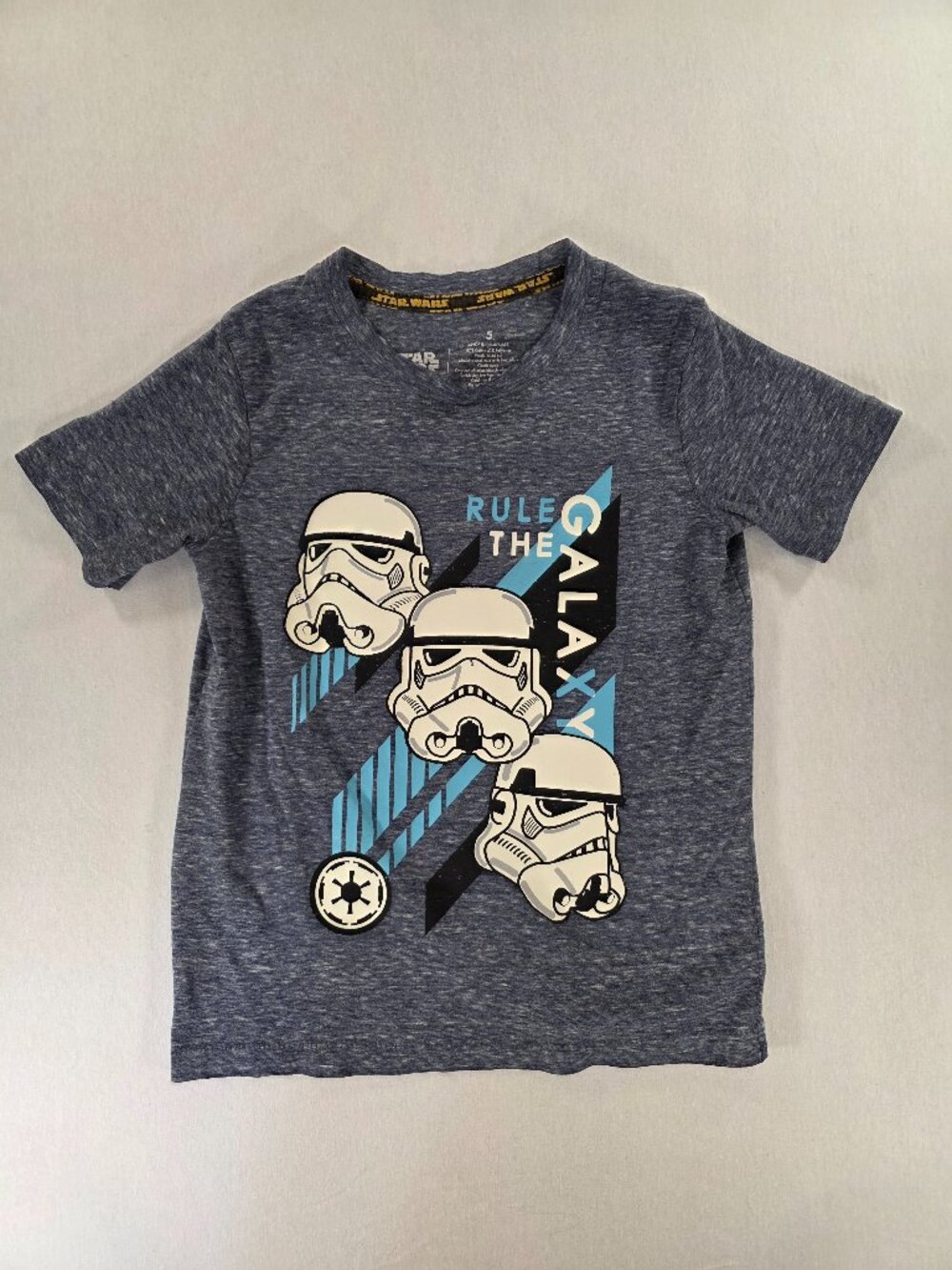 Star Wars Boy's Blue Grey Stormtrooper Rule The Galaxy T-Shirt Size 5